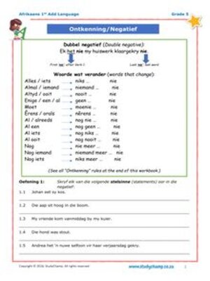cover image of Grade 5 Afrikaans: Ontkenning